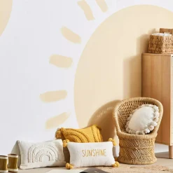 Bouclair Anya Beige Tufted Rainbow Lumbar Throw Pillow* Nursery Throw Pillows