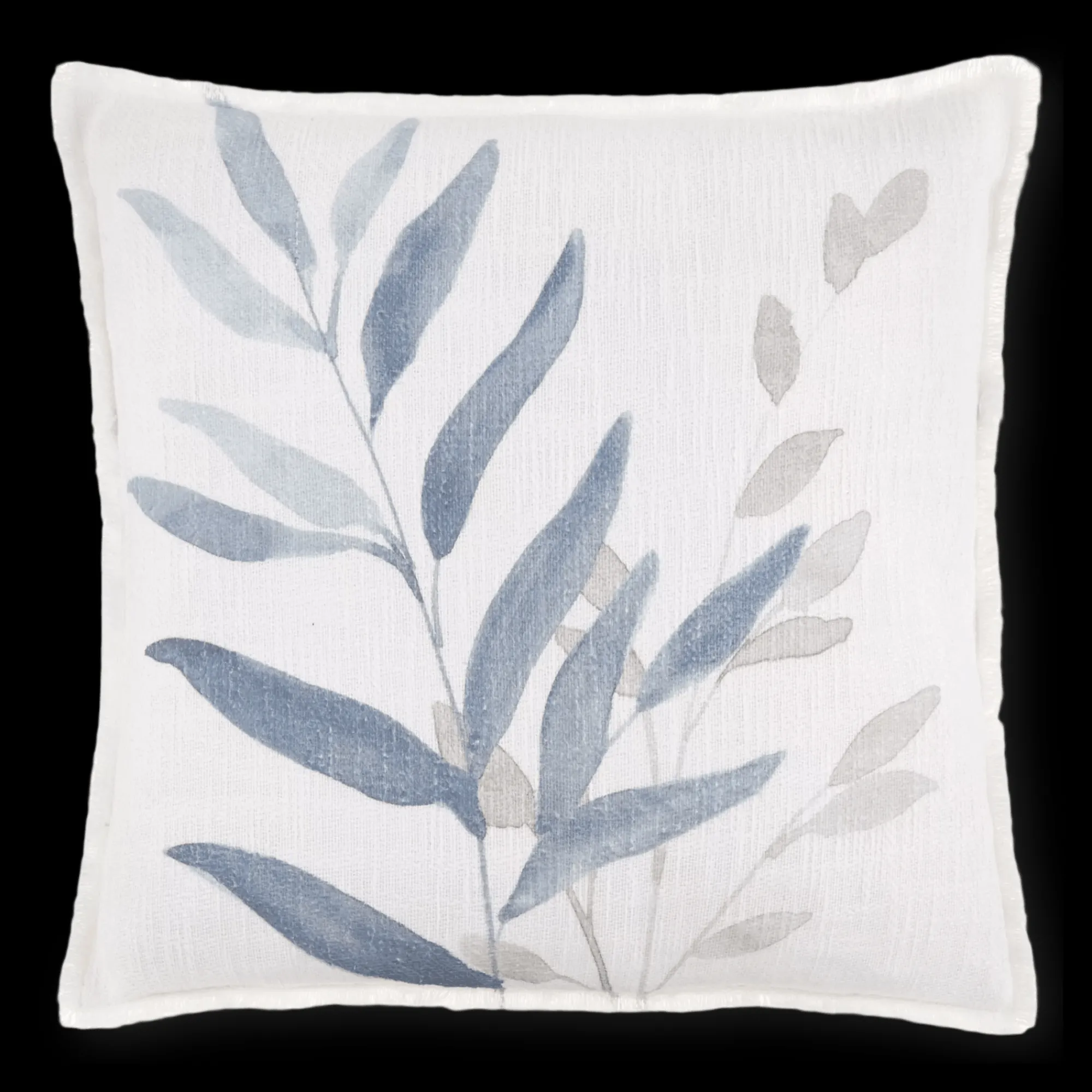 Bouclair Auriel Blue & Beige Flora Decorative Pillow* Decorative Throw Pillows