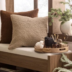 Bouclair Beige Doodle Boucle Decorative Throw Pillow* Decorative Throw Pillows