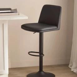 Bouclair Beige Faux Leather and Metal Bar Stool* Furniture Accessories|Bar & Counter Stools