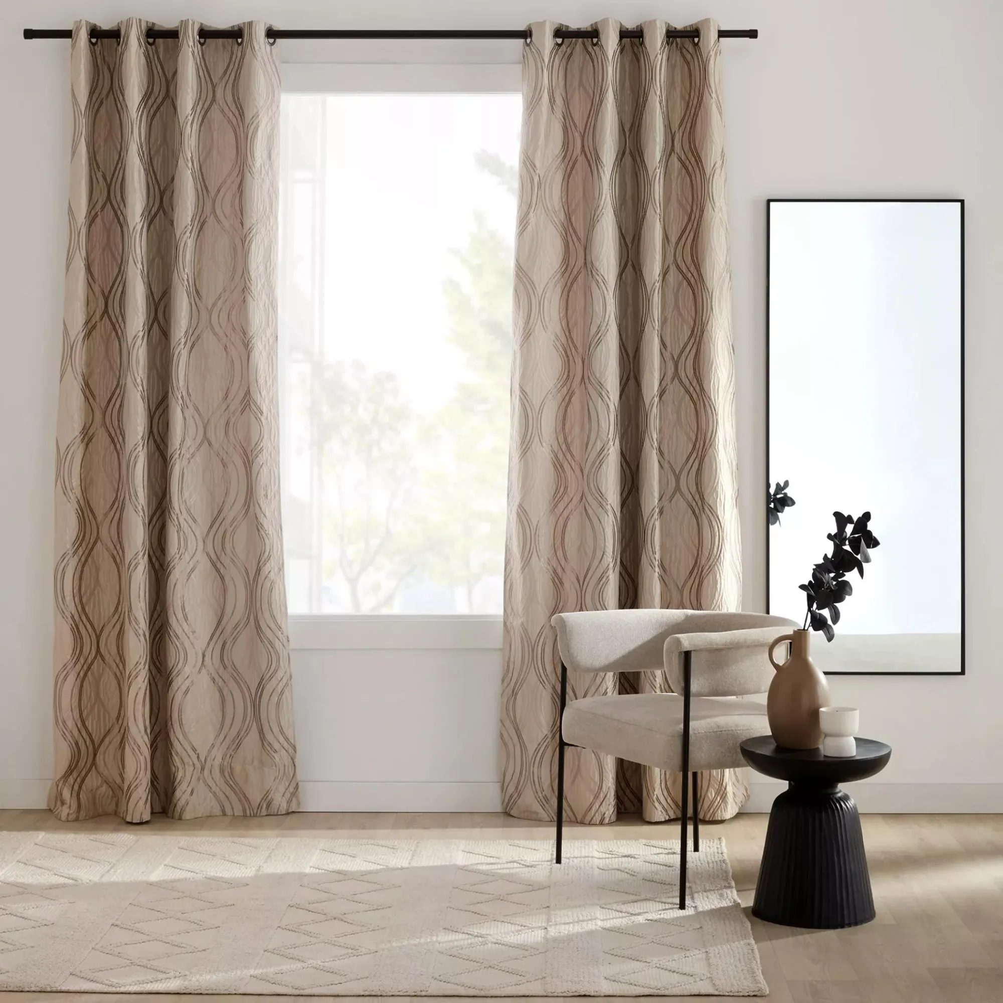 Bouclair Beige Prato Panel Curtain* Sheer Curtains & Window Sheer Panels|Room Darkening & Light Filtering Curtains