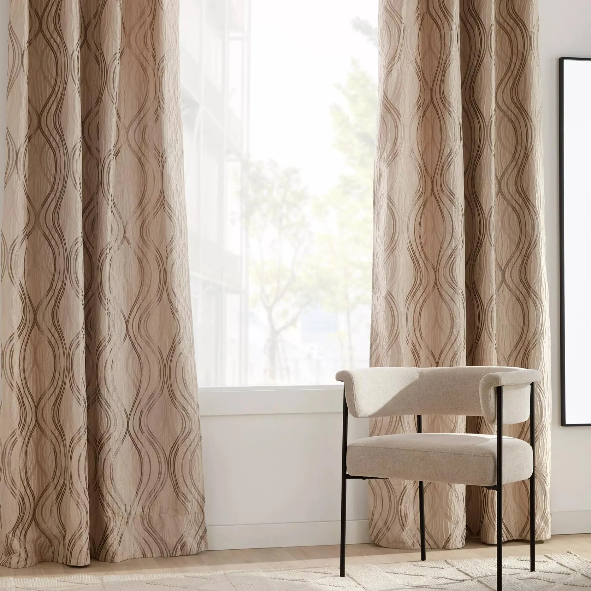 Bouclair Beige Prato Panel Curtain* Sheer Curtains & Window Sheer Panels|Room Darkening & Light Filtering Curtains