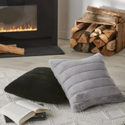 Bouclair Black Cougar Faux Fur Throw Pillow* Decorative Throw Pillows