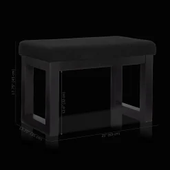 Bouclair Black Fabric and Wood Bench* Entryway Benches Ottomans And Poufs|Ottomans & Benches