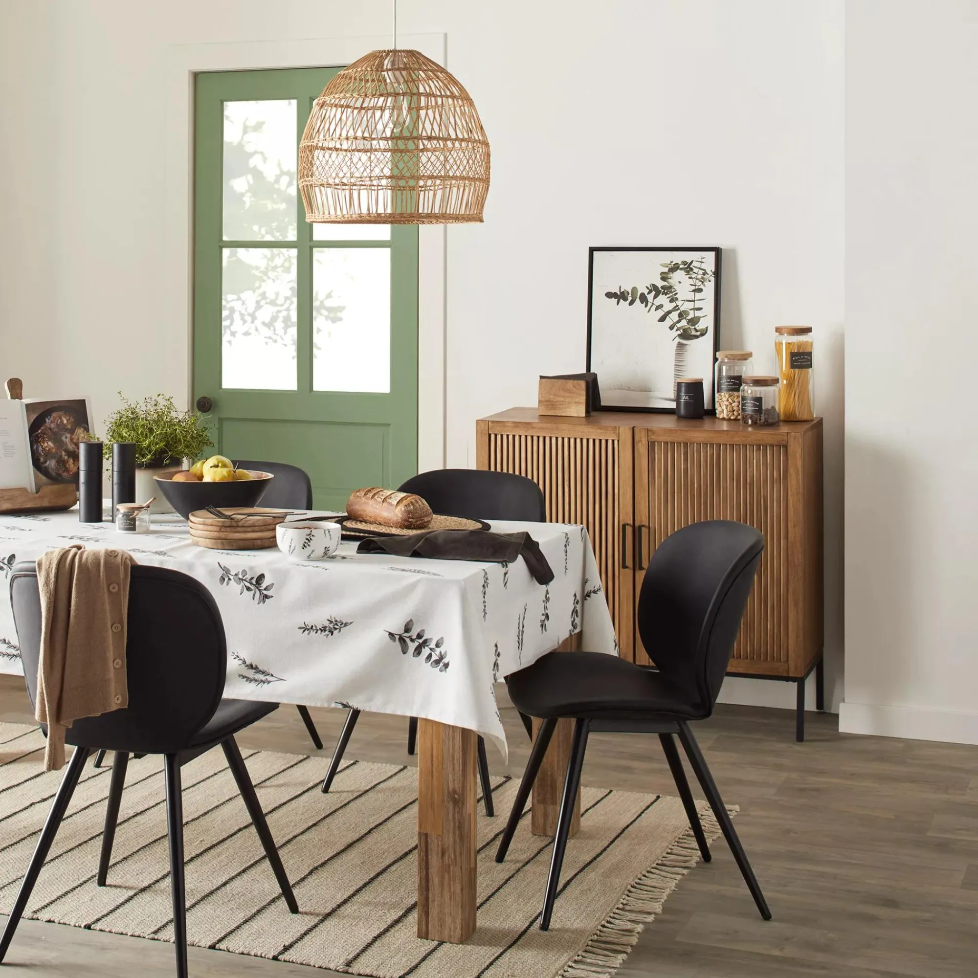 Bouclair Black Faux Leather and Black Metal Chair* Furniture Accessories|Dining Chairs