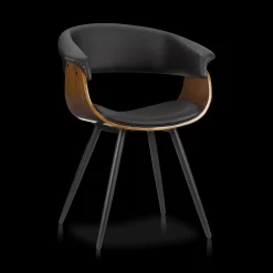 Bouclair Black Faux Leather and Walnut Chair* Furniture Accessories|Dining Chairs
