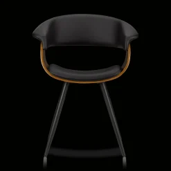 Bouclair Black Faux Leather and Walnut Chair* Furniture Accessories|Dining Chairs