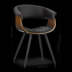 Bouclair Black Faux Leather and Walnut Chair* Furniture Accessories|Dining Chairs