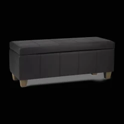 Bouclair Black Faux Leather Storage Bench* Entryway Benches Ottomans And Poufs|Ottomans & Benches