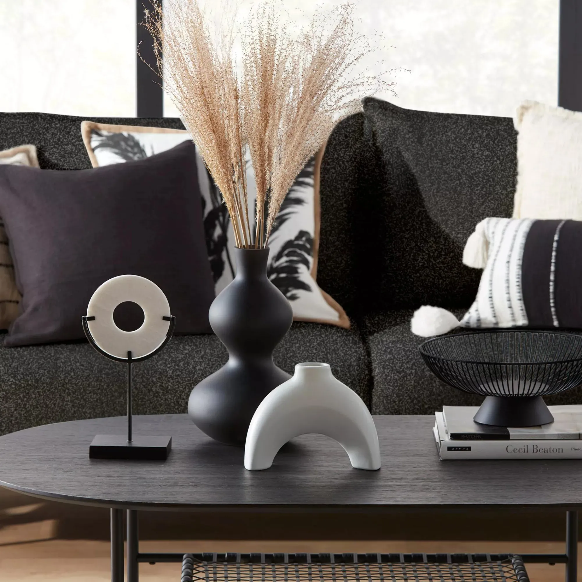 Bouclair Black Hourglass Bubble Vase* Modern Decorative Vases|Home Decorative Items & Objects