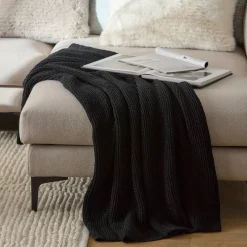 Bouclair Black Lonny Woven Throw* Decorative Throws & Blankets