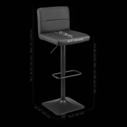 Bouclair Black Matte Faux Leather and Metal Adjustable Bar Stool* Furniture Accessories|Bar & Counter Stools