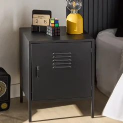 Bouclair Black Metal Locker Side Table* Junior Bedroom Furniture