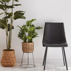 Bouclair Black Textured Faux Leather and Metal Dining Chair* Furniture Accessories|Dining Chairs