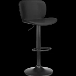 Bouclair Black Textured Faux Leather & Metal Adjustable Bar Stool* Furniture Accessories|Bar & Counter Stools