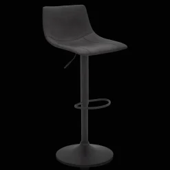 Bouclair Black Textured Faux Leather & Metal Adjustable Bar Stool* Furniture Accessories|Bar & Counter Stools