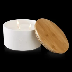 Bouclair Green Tea Candle with Wooden Lid* Candles & Candle Stick Holders