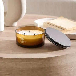 Bouclair Green Tea Candle with Wooden Lid* Candles & Candle Stick Holders