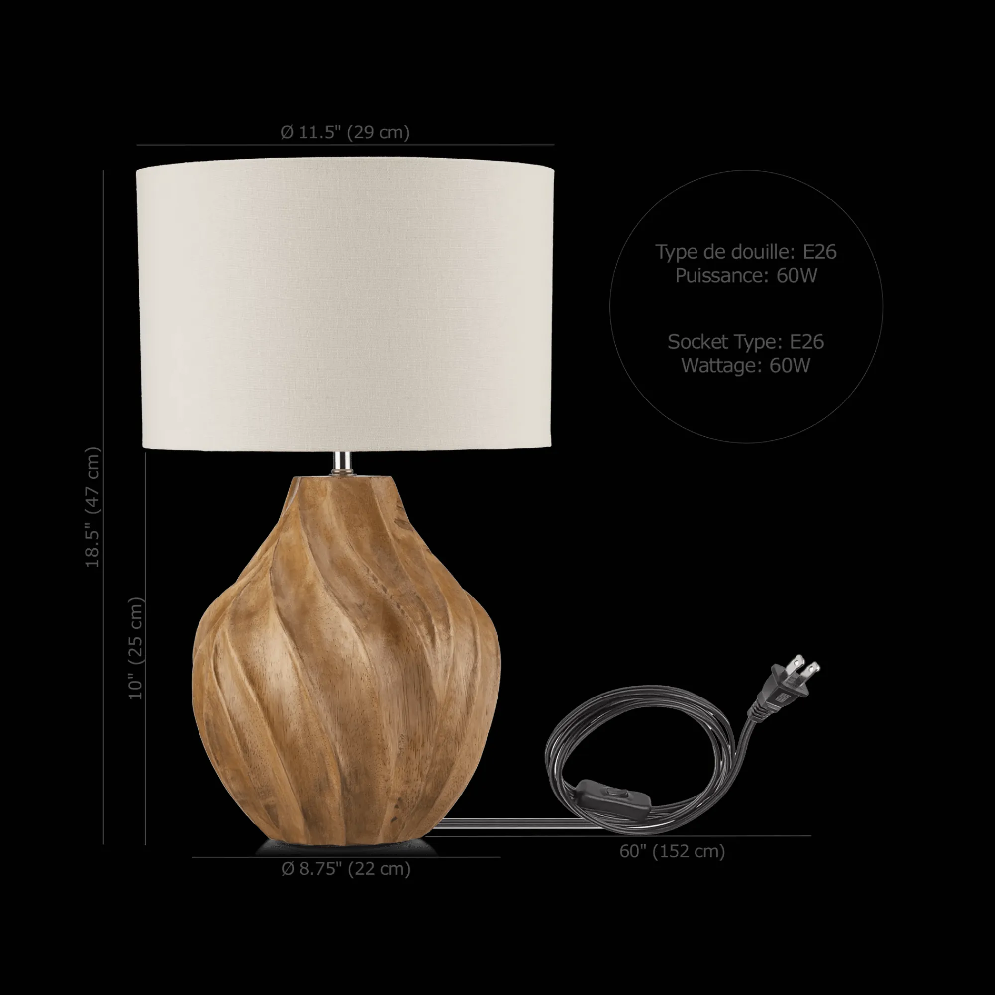 Bouclair Carved Wood Table Lamp* Table Lamps