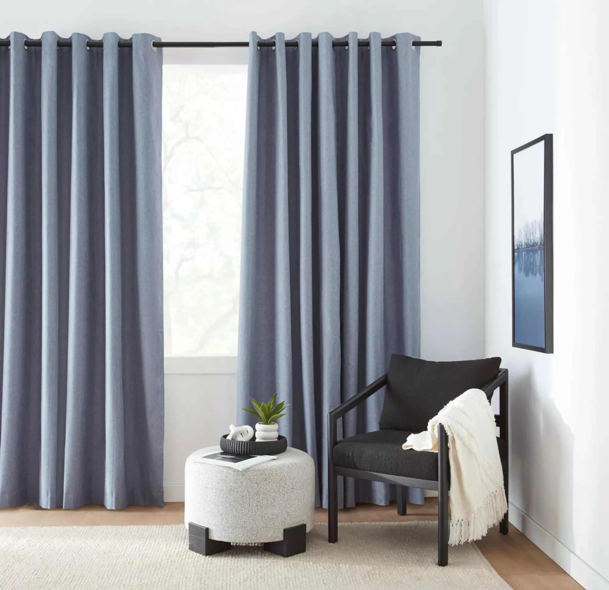 Bouclair Charcoal Chambray Blackout Curtain* Sheer Curtains & Window Sheer Panels|Blackout Window Curtains