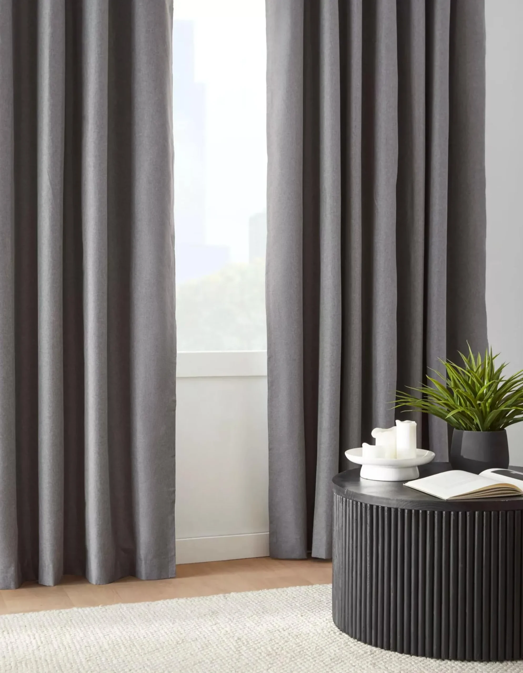 Bouclair Charcoal Chambray Blackout Curtain* Sheer Curtains & Window Sheer Panels|Blackout Window Curtains