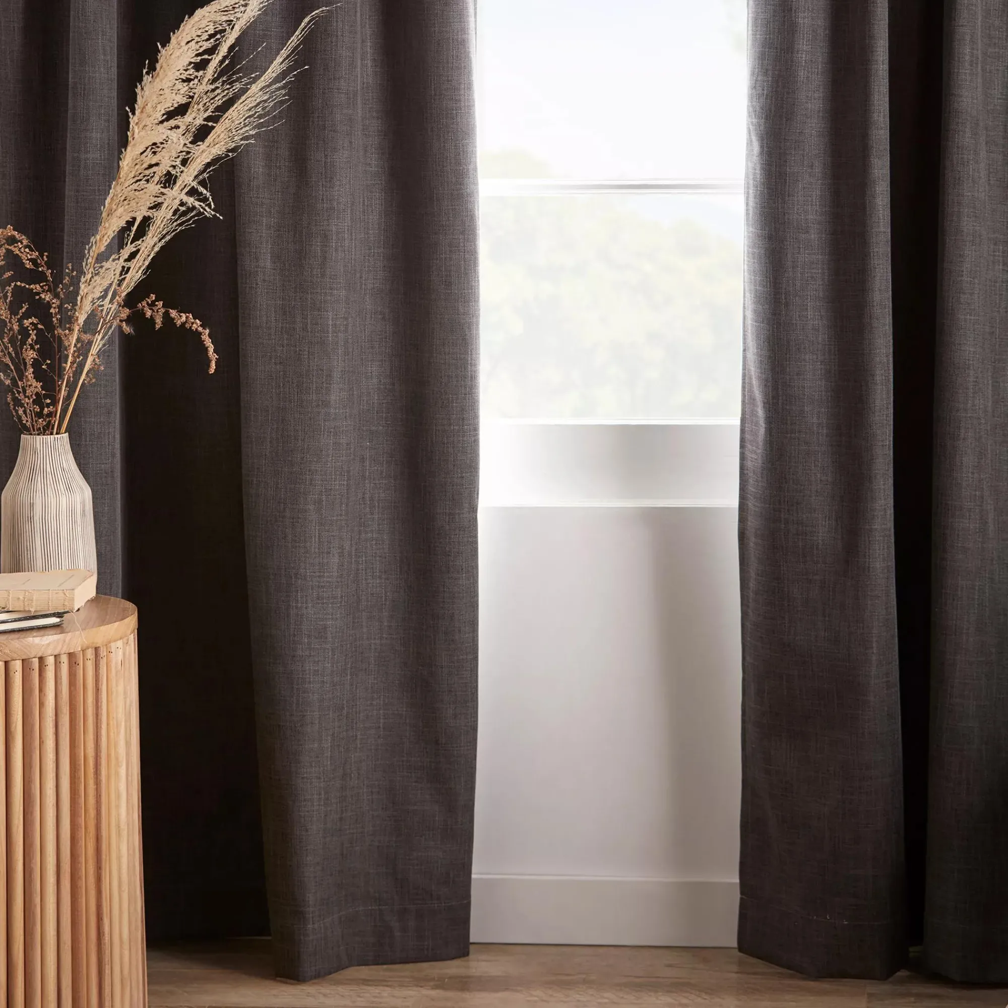 Bouclair Charcoal Chita Back Tab Blackout Curtain* Sheer Curtains & Window Sheer Panels|Blackout Window Curtains