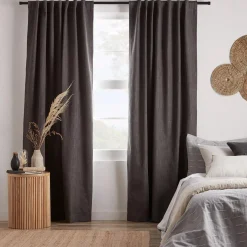 Bouclair Charcoal Chita Back Tab Blackout Curtain* Sheer Curtains & Window Sheer Panels|Blackout Window Curtains