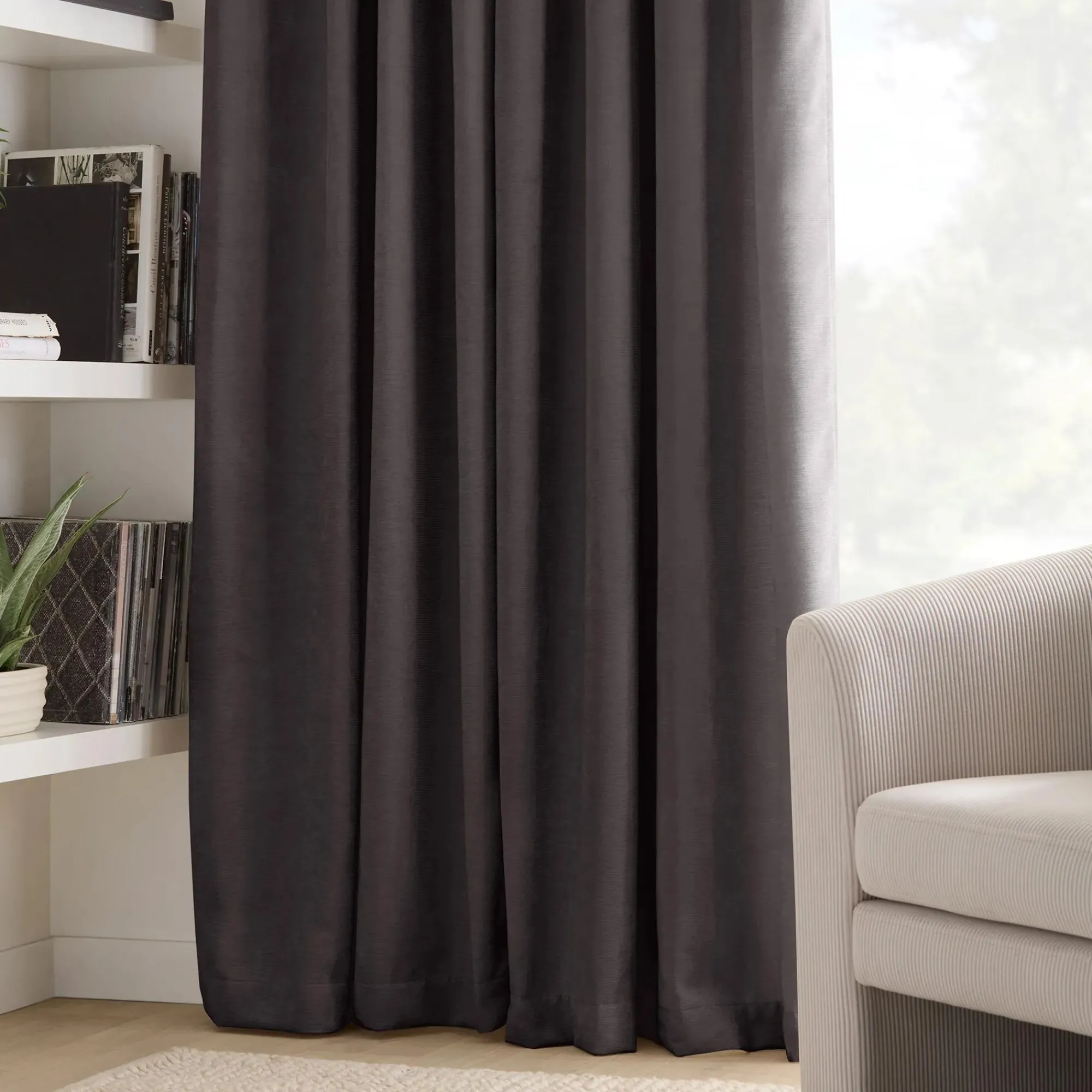 Bouclair Charcoal Emile Panel Curtain* Sheer Curtains & Window Sheer Panels|Room Darkening & Light Filtering Curtains