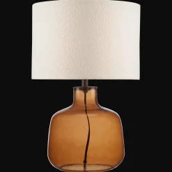 Bouclair Cognac Transparent Glass Table Lamp with Shade* Table Lamps