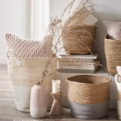 Bouclair Corn Fiber and Cotton Rope Hamper* Storage Baskets & Hampers|Storage & Baskets