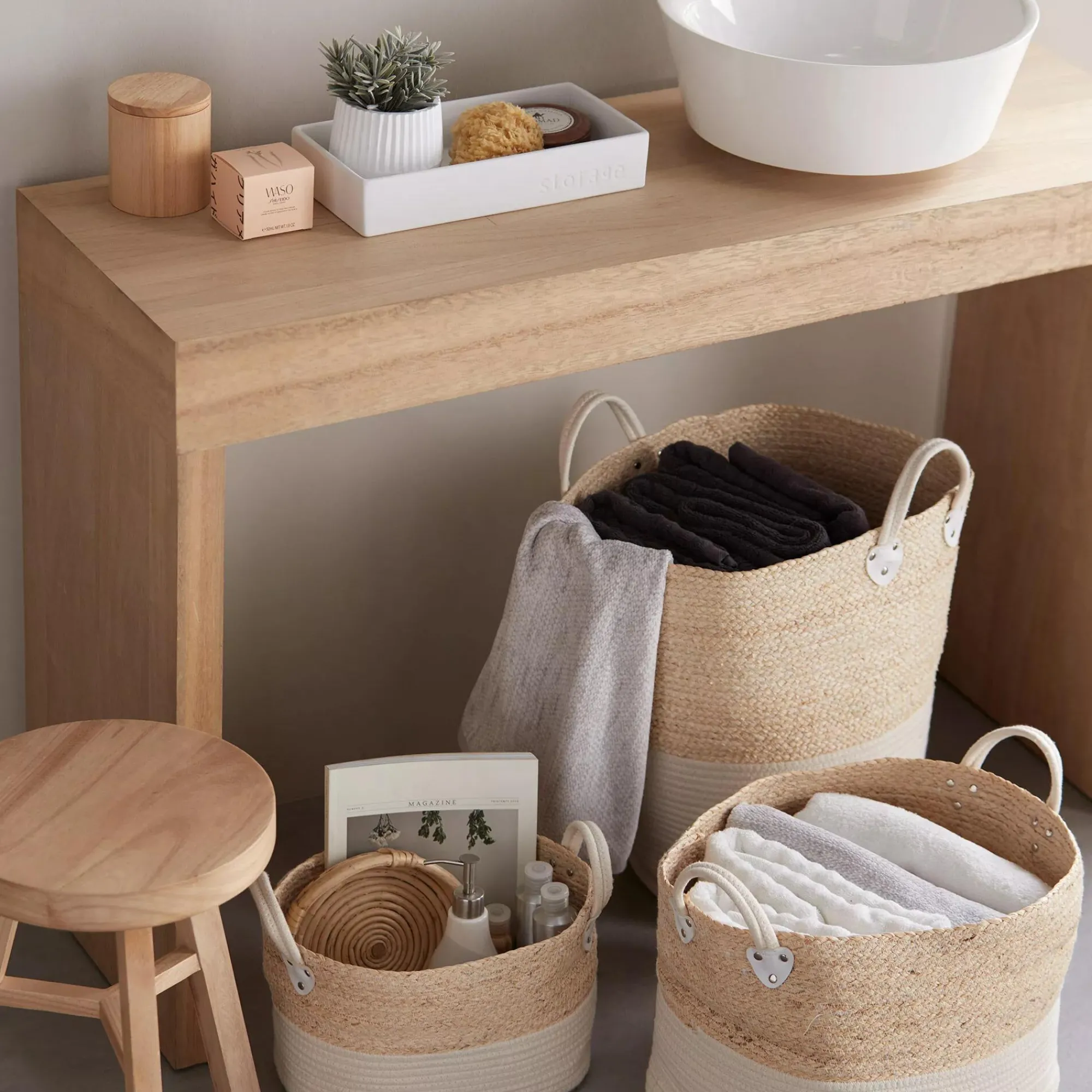 Bouclair Corn Fiber and Cotton Rope Storage Basket* Storage Baskets & Hampers|Storage & Baskets