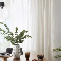 Bouclair Cream Eneca Back-Tab/Rod-Pocket Curtain* Sheer Curtains & Window Sheer Panels