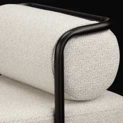 Bouclair Fabric and Black Metal Bench* Entryway Benches Ottomans And Poufs|Ottomans & Benches