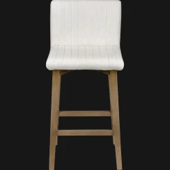 Bouclair Fabric and Natural Wood Bar Stool* Furniture Accessories|Bar & Counter Stools