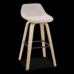 Bouclair Fabric and Natural Wood Stool* Furniture Accessories|Bar & Counter Stools