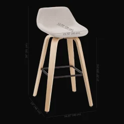 Bouclair Fabric and Natural Wood Stool* Furniture Accessories|Bar & Counter Stools