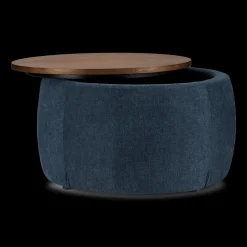 Bouclair Fabric and Walnut Ottoman* Entryway Benches Ottomans And Poufs|Ottomans & Benches