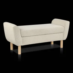 Bouclair Fabric and Wood Bench* Entryway Benches Ottomans And Poufs|Ottomans & Benches