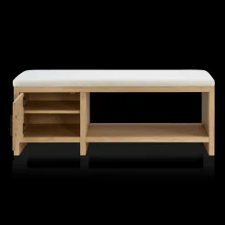 Bouclair Fabric and Wood Bench with Shoe Rack and Storage* Entryway Benches Ottomans And Poufs|Ottomans & Benches