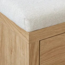 Bouclair Fabric and Wood Bench with Shoe Rack and Storage* Entryway Benches Ottomans And Poufs|Ottomans & Benches