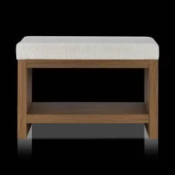 Bouclair Fabric and Wood Bench with Shoe Rack* Entryway Benches Ottomans And Poufs|Ottomans & Benches