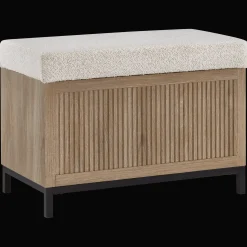 Bouclair Fabric and Wood Ottoman with Storage* Entryway Benches Ottomans And Poufs|Ottomans & Benches