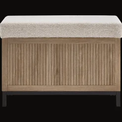 Bouclair Fabric and Wood Ottoman with Storage* Entryway Benches Ottomans And Poufs|Ottomans & Benches