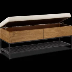 Bouclair Fabric Wood and Metal Storage Bench with Shoe Rack* Entryway Benches Ottomans And Poufs|Ottomans & Benches