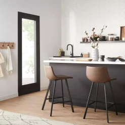 Bouclair Faux Leather and Metal Bar Stool* Furniture Accessories|Bar & Counter Stools