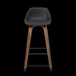 Bouclair Faux Leather and Walnut Wood Bar Stool* Furniture Accessories|Bar & Counter Stools
