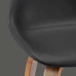 Bouclair Faux Leather and Walnut Wood Bar Stool* Furniture Accessories|Bar & Counter Stools