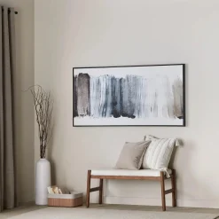 Bouclair Gel-Embellished Neutral & Blue Canvas* Mixed Media Art