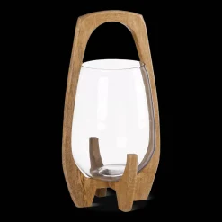 Bouclair Glass Candle Holder with Wooden Base* Home Decorative Items & Objects|Candles & Candle Stick Holders