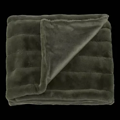 Bouclair Green Cougar Faux Fur Throw* Decorative Throws & Blankets